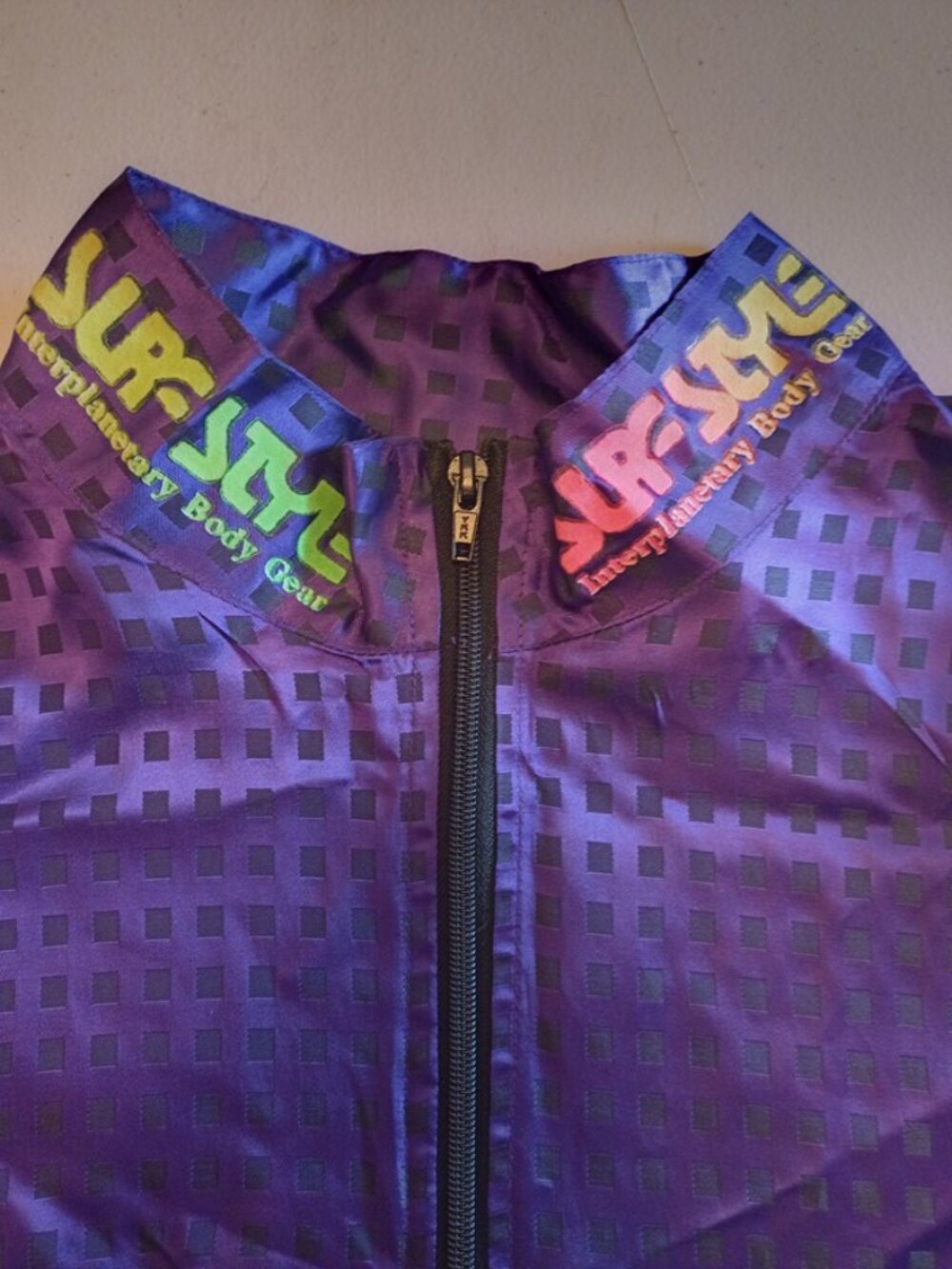Vintage Surf Style 1/4 Zip Iridescent Purple Windbreaker Jacket Adult Large - Picture 3 of 7